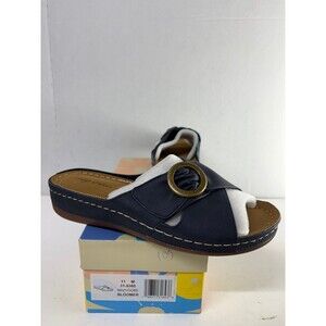 Easy Street Women's Bloomer Navy Slip On Slide Sandals Comfort Size 11M